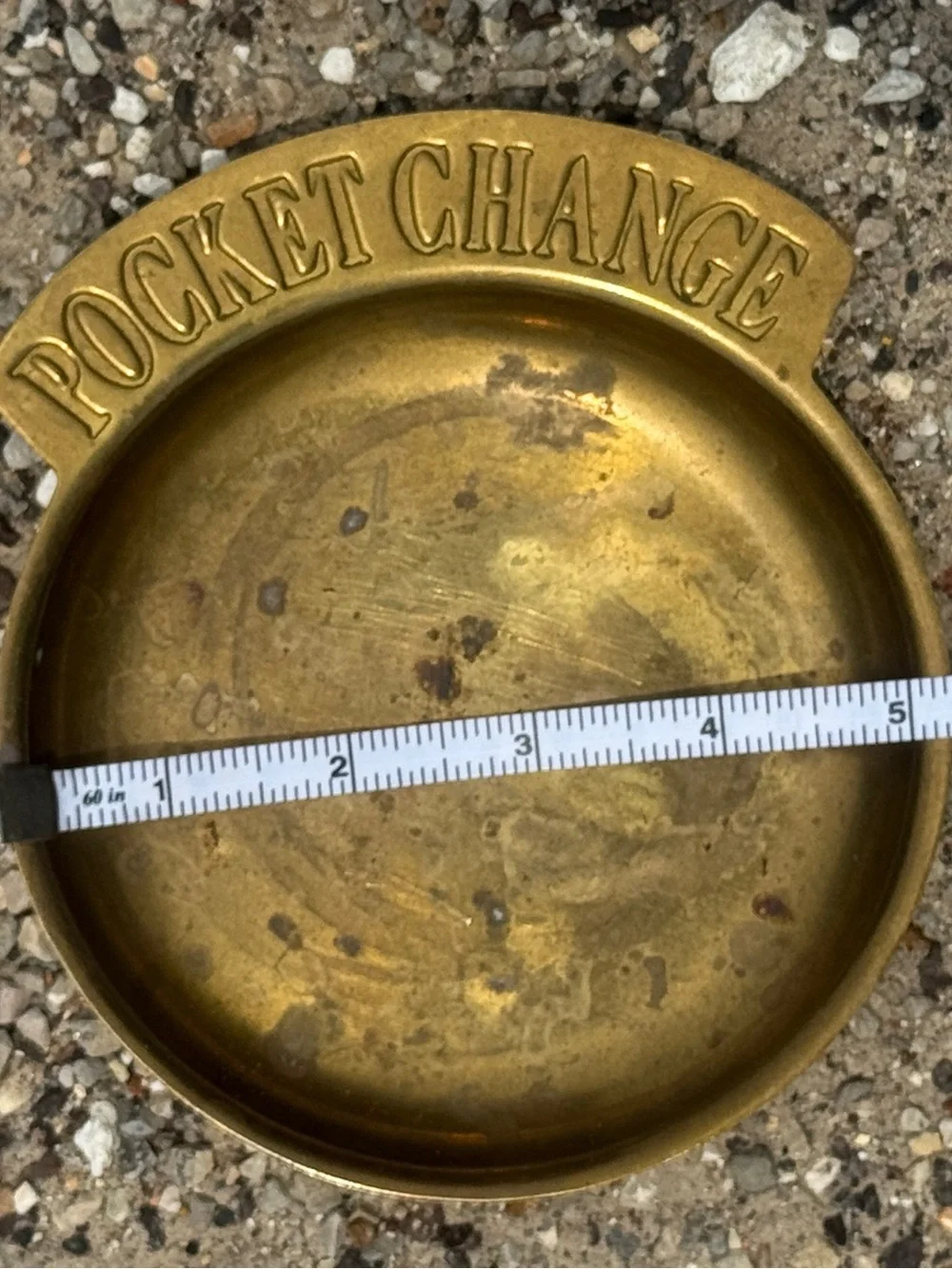 Vintage Brass POCKET CHANGE Trinket Dish ~ 5”x6”